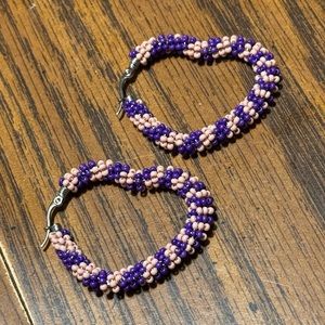 Beaded Heart hoops